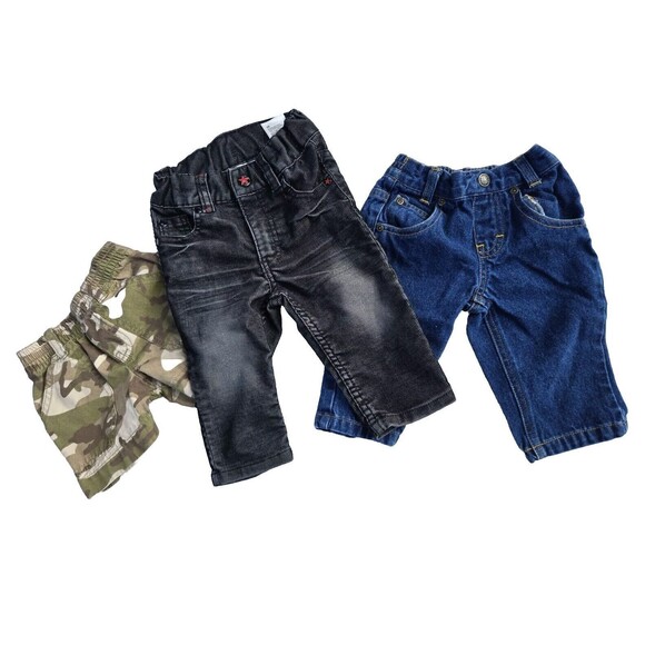 Lot Of 3 Baby Boys Clothes Size 6-9 Months Jeans & Shorts Boy Camo 6 MO Bottoms - Picture 1 of 12